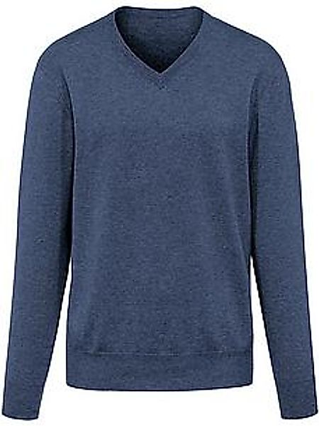 V-Pullover aus 100% Premium-Kaschmir Peter Hahn blau günstig online kaufen