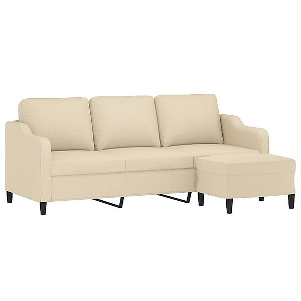 vidaXL Sofa 3-Sitzer-Sofa mit Hocker Creme günstig online kaufen