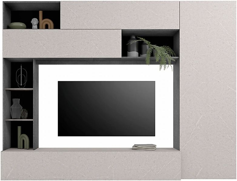 Home affaire Wohnwand "PRATO, Breite 272 cm, Höhe 210 cm, Kompakt-Wohnwand, günstig online kaufen