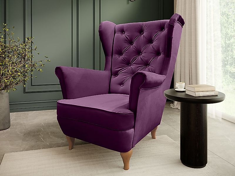 Beautysofa Ohrensessel Sessel FALCO Chesterfield Wohnzimmersessel günstig online kaufen