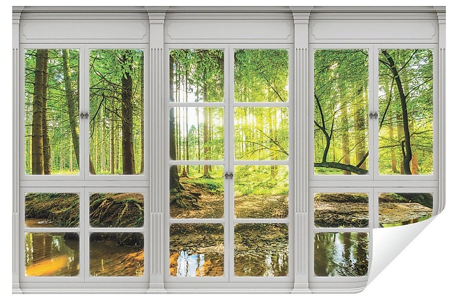 Wallarena Fototapete Fenster Wald Sonne Vlies Tapete Wohnzimmer Schlafzimme günstig online kaufen
