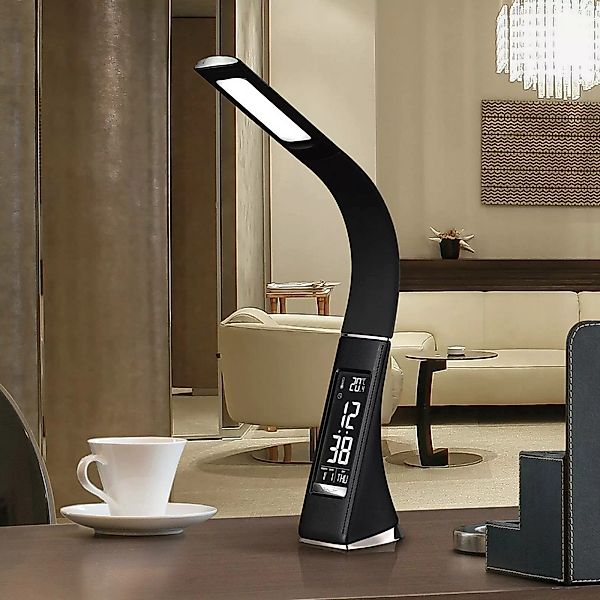 LED-Tischleuchte Alive mit Wecker, schwarz günstig online kaufen