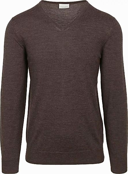 Profuomo Pullover V-Neck Merinowolle Dunkelbraun - Größe M günstig online kaufen