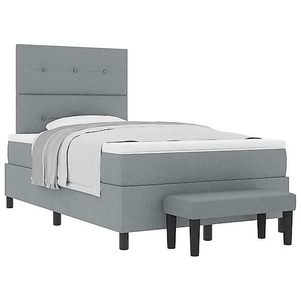 vidaXL Bett Boxspringbett mit Matratze & Bank Hellgrau 120x190 cm Stoff (2- günstig online kaufen