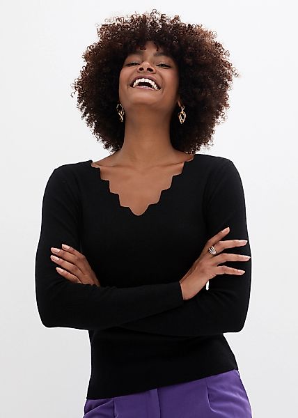 bonprix Strickpullover "Feinstrickpullover aus fließendem Viskose-Mix" aus günstig online kaufen