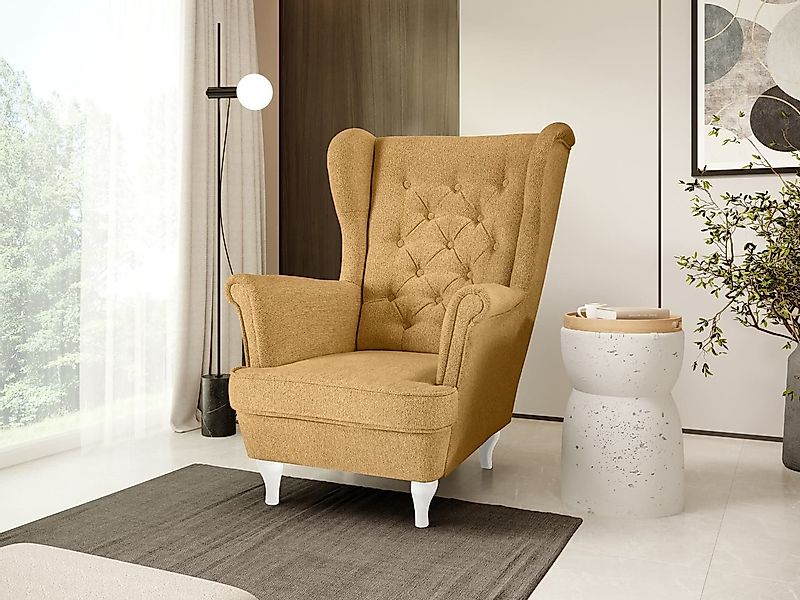 Beautysofa Ohrensessel Sessel FALCO Chesterfield Wohnzimmersessel günstig online kaufen