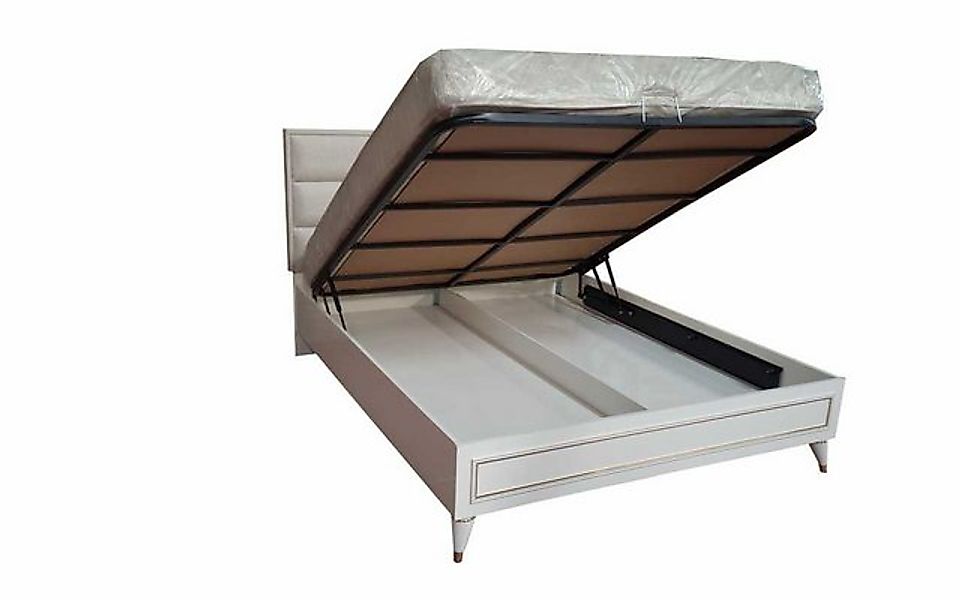 Xlmoebel Bett Schlafzimmermöbel Set in Weiß mit Holz-Glasschrank, Textil-Do günstig online kaufen