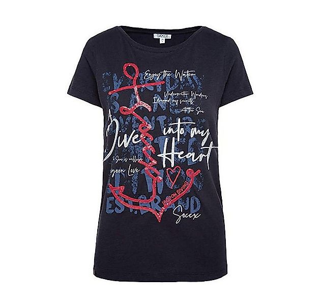 SOCCX T-Shirt Damen mit Pailletten-Artwork Lagoon Diving günstig online kaufen