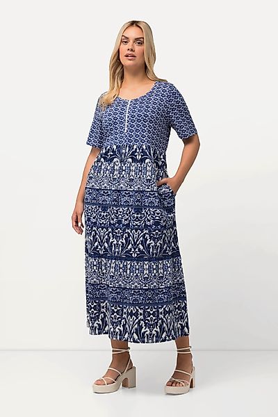 Ulla Popken Maxikleid Midikleid A-Linie Rundhals günstig online kaufen