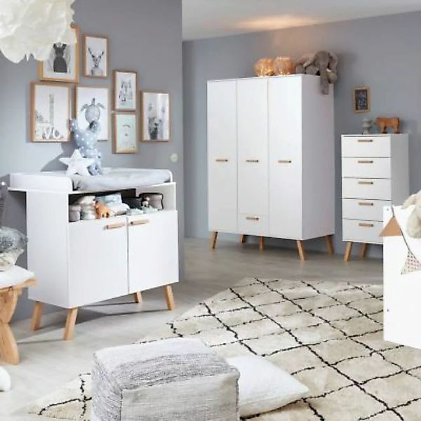 Lomadox Wickeltisch Kombination Babyzimmer MANISA-19 in Weiß mit Absetzunge günstig online kaufen