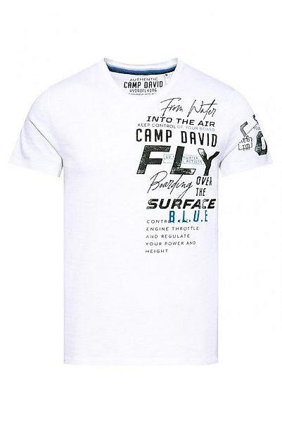 CAMP DAVID T-Shirt mit V-Neck und Label Prints günstig online kaufen