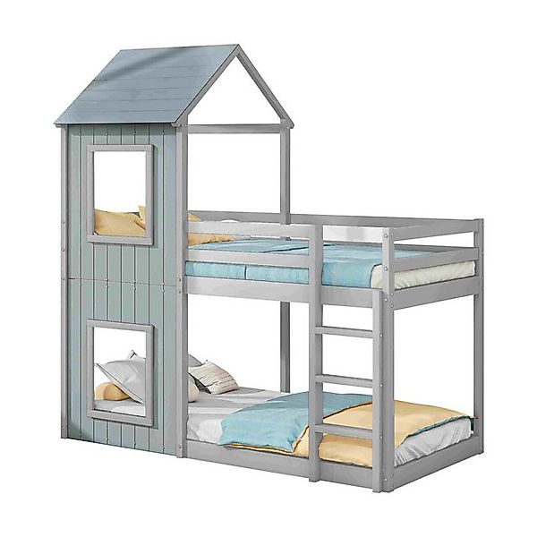 BlingBin Etagenbett Hausbett, Bettgestell, Kinderbett, mit Leiter & Baldach günstig online kaufen