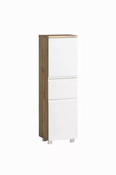 HELD MÖBEL Midischrank in weiß, Wotaneiche, MDF - 40x130x35cm (BxHxT) günstig online kaufen