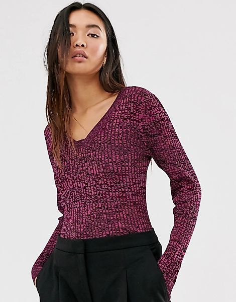 Finery – Birchfield – Gerippter Pullover-Violett günstig online kaufen