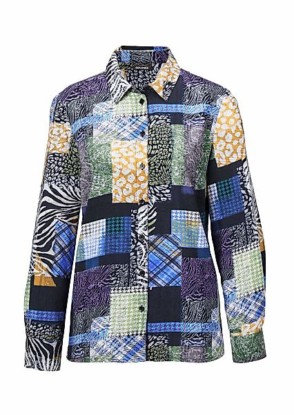 GOLDNER Klassische Bluse "Patchworkbluse mit Allover-Druck" Knopfleiste günstig online kaufen