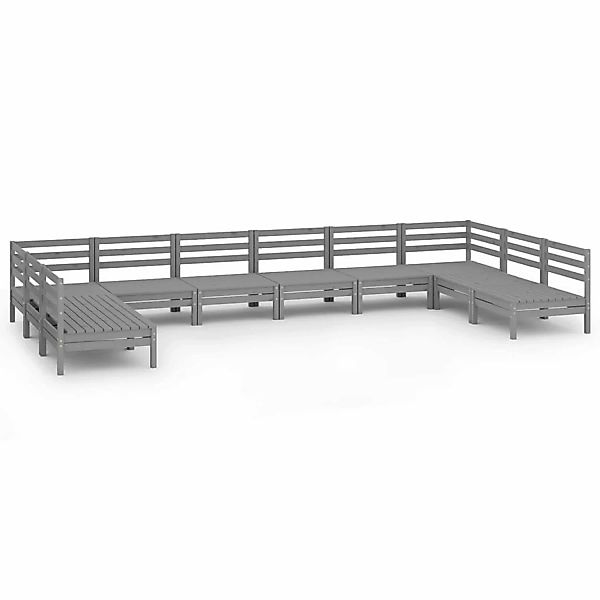 10-tlg. Garten-lounge-set Grau Massivholz Kiefer günstig online kaufen