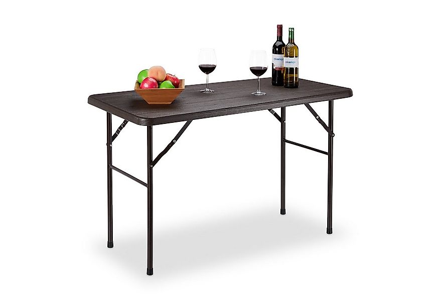 relaxdays Klapptisch Eckiger Gartentisch Holzoptik, braun günstig online kaufen