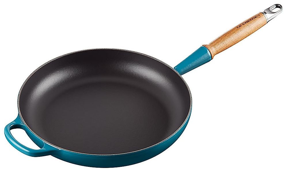 Le Creuset Bratpfanne mit Holzgriff Signature Gusseisen Deep Teal 28cm günstig online kaufen