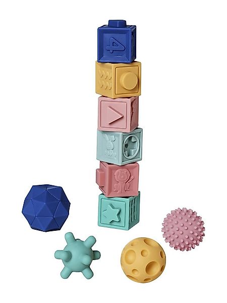 vertbaudet Lernspielzeug Baby Sensorik-Spielzeug, 6 Würfel & 4 Bälle, 4er-P günstig online kaufen