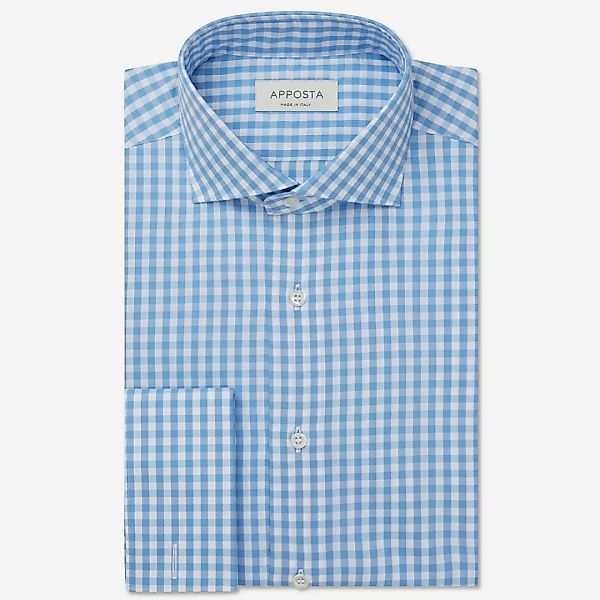 Hemd  karos gingham  hellblau knitterfreie baumwolle popeline, kragenform günstig online kaufen