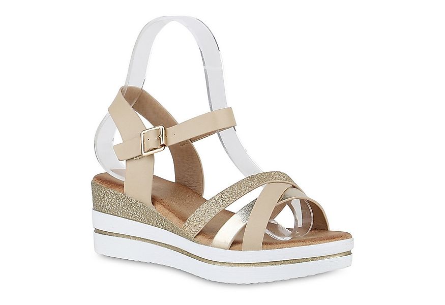 VAN HILL 840958 Plateausandaletten Damen Plateau Sandaletten Glitzer Keilab günstig online kaufen