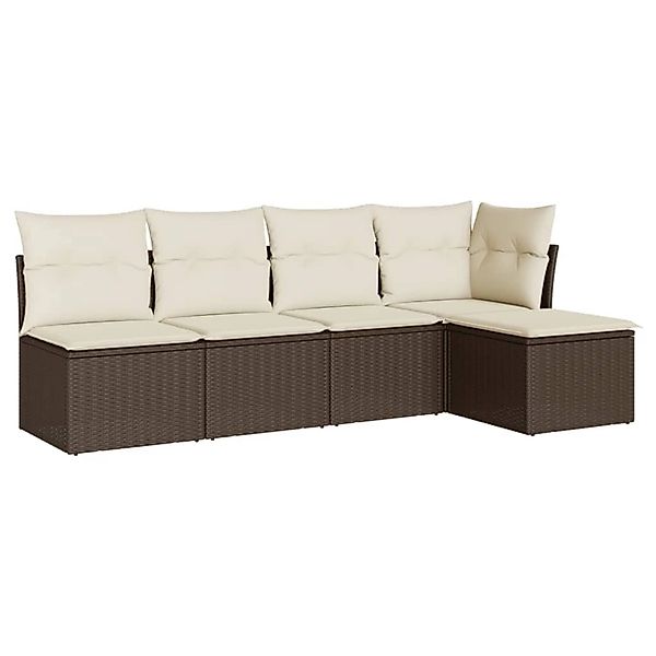 vidaXL 5-Tlg Garten-Sofagarnitur mit Kissen Braun Poly Rattan 3217523 günstig online kaufen