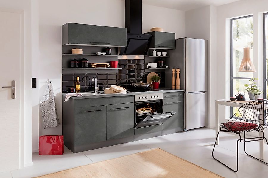 KOCHSTATION "KS-Tulsa" Breite 210 cm, schwarze Metallgriffe, hochwertige MD günstig online kaufen