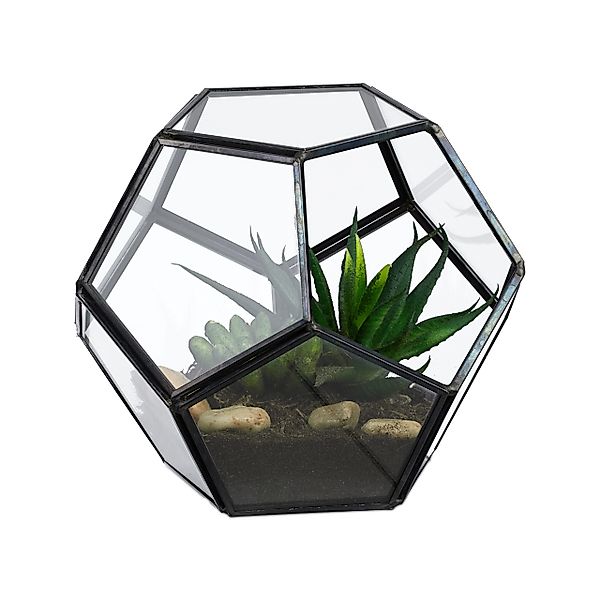 relaxdays Dekovase Geometrisches Pflanzenterrarium aus Glas günstig online kaufen