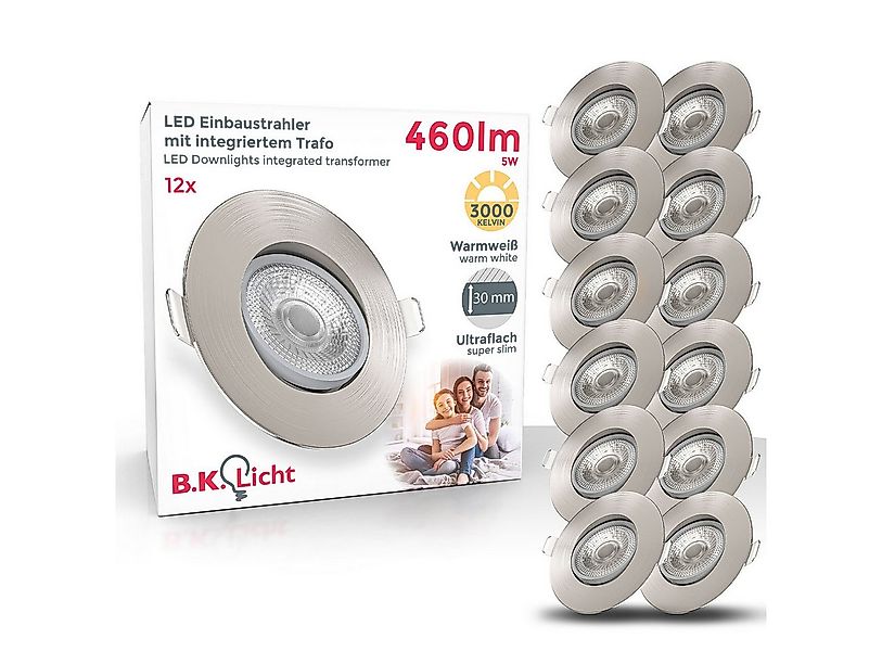 B.K.Licht LED Einbaustrahler SET Einbauleuchten 90mm dimmbar 230V ultra-fla günstig online kaufen