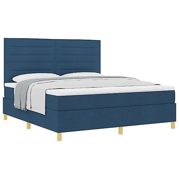 vidaXL Bett Boxspringbett mit Matratze Blau Super King Stoff (1-tlg) günstig online kaufen