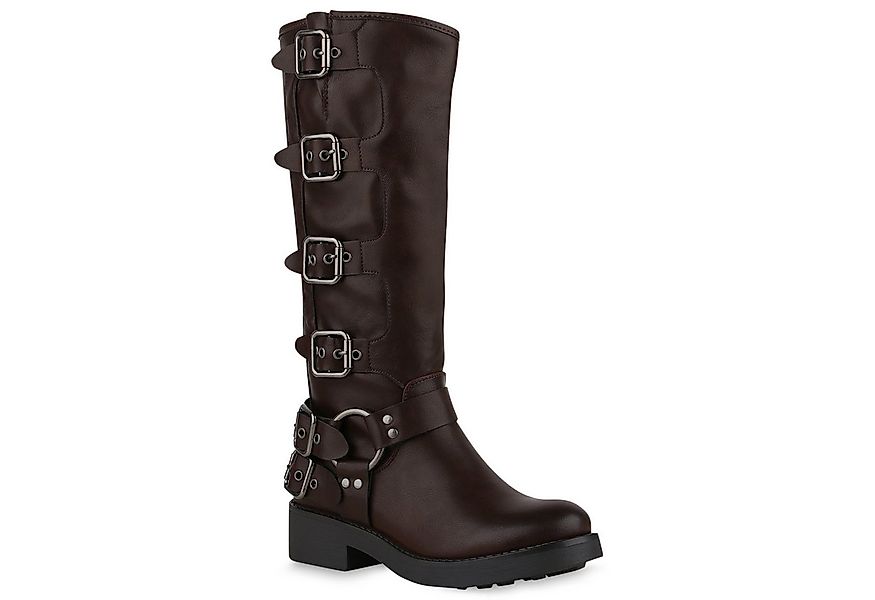 VAN HILL 840848 Stiefel Damen Leicht Gefütterte Bikerstiefel Schnallen Niet günstig online kaufen