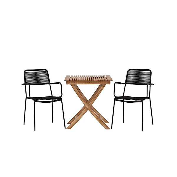 ebuy24 Ghana Gartenset Tisch 2 Stühle Natur Schwarz günstig online kaufen