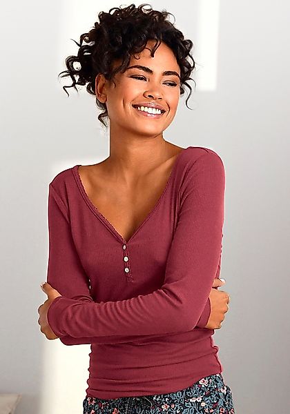 s.Oliver Pyjamaoberteil aus geripptem Stoff mit günstig online kaufen