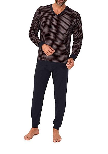 Normann Pyjama Normann Herren Schlafanzug langarm mit Bündchen und V-Hals günstig online kaufen