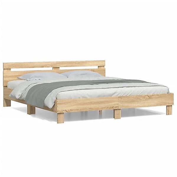 vidaXL Bettgestell, Bettrahmen mit Kopfteil Sonoma-Eiche 180x200 cm Holzwer günstig online kaufen