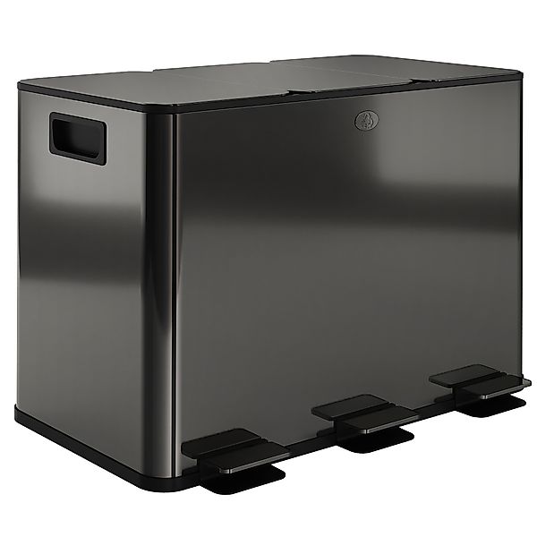 HOMCOM Mülleimer 3 x 15L Abfalleimer aus Edelstahl Mülltrennsystem mit Soft günstig online kaufen