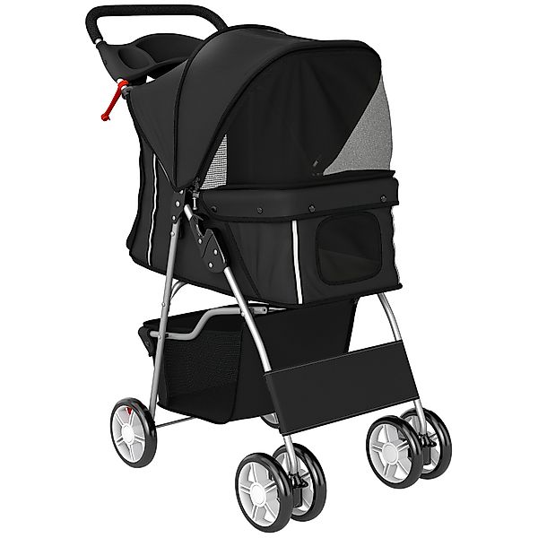 PawHut Hundewagen Hundebuggy Faltbar Katzenwagen bis 10kg mit Reflektorstre günstig online kaufen
