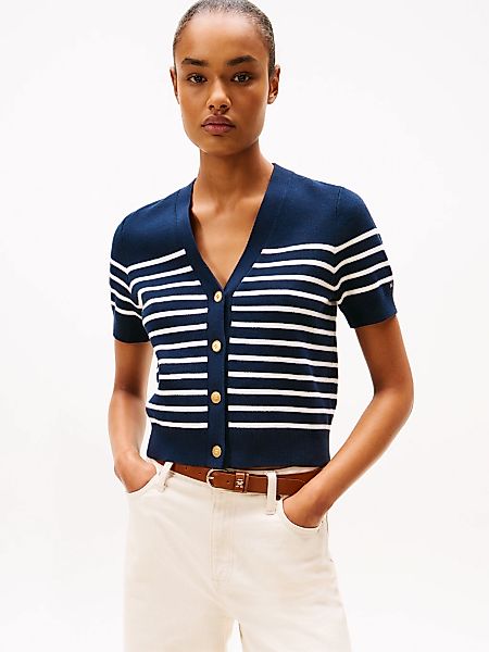 Tommy Hilfiger Strickjacke "CO JERSEY MID GG GOLD BTN CARDI", mit goldfarbe günstig online kaufen