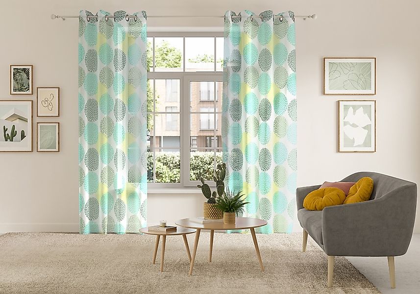 my home Gardine "BELEM" Ösen 1 Stk. tlg. 1 Schal, Polyester, Kreise günstig online kaufen