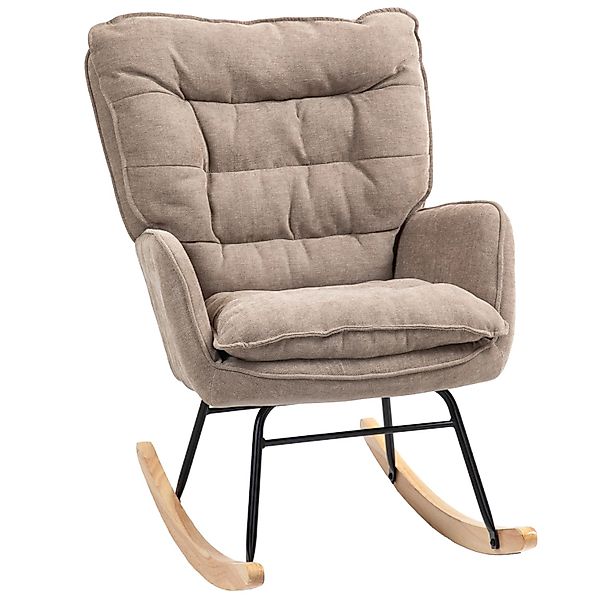 HOMCOM Schaukelstuhl Polyester Schaumstoff Braun 71L x 98,5B x 97H cm günstig online kaufen