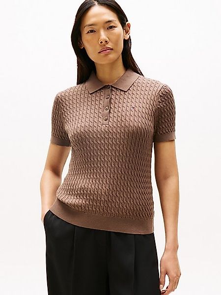 Tommy Hilfiger Poloshirt CO CABLE POLO-NK SS SWEATER mit Zopfmuster günstig online kaufen