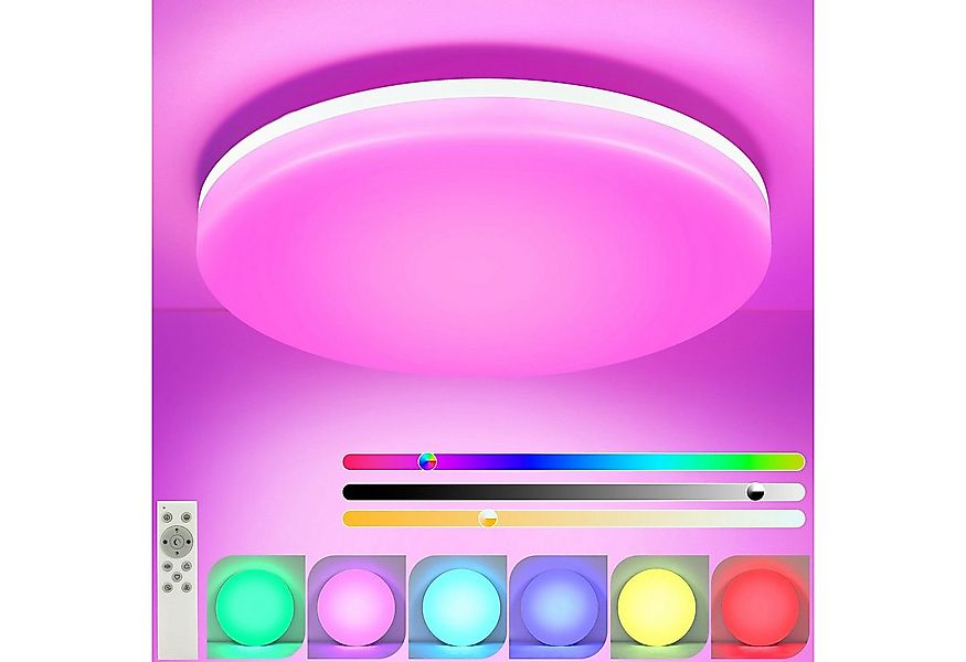 Nettlife LED Deckenleuchte zimmer 22CM Flach 18W Dimmbar RGB, Dimmbar RGB, günstig online kaufen