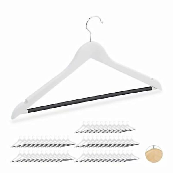 relaxdays 60 x Kleiderbügel aus Holz weiß günstig online kaufen