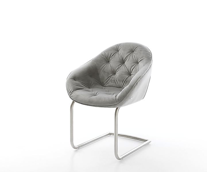 Freischwinger Gaio-Flex Samt Grau Freischwinger rund Edelstahl günstig online kaufen