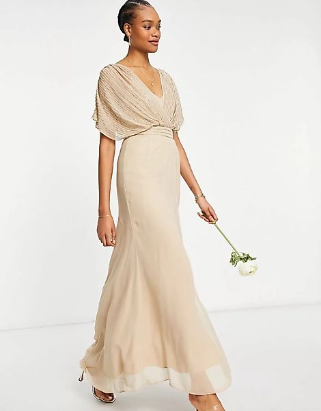 ASOS DESIGN Bridesmaid – Maxikleid im Blouson-Stil mit Streifenmuster und k günstig online kaufen