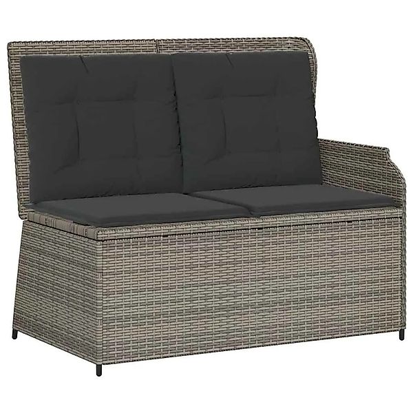 vidaXL Gartenbank Verstellbar mit Kissen Grau Poly Rattan 368939 günstig online kaufen