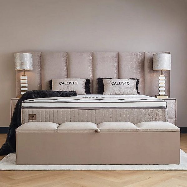 abc bedding Boxspringbett CALISTO, Komfortbett mit stilvollem Samtbezug in günstig online kaufen