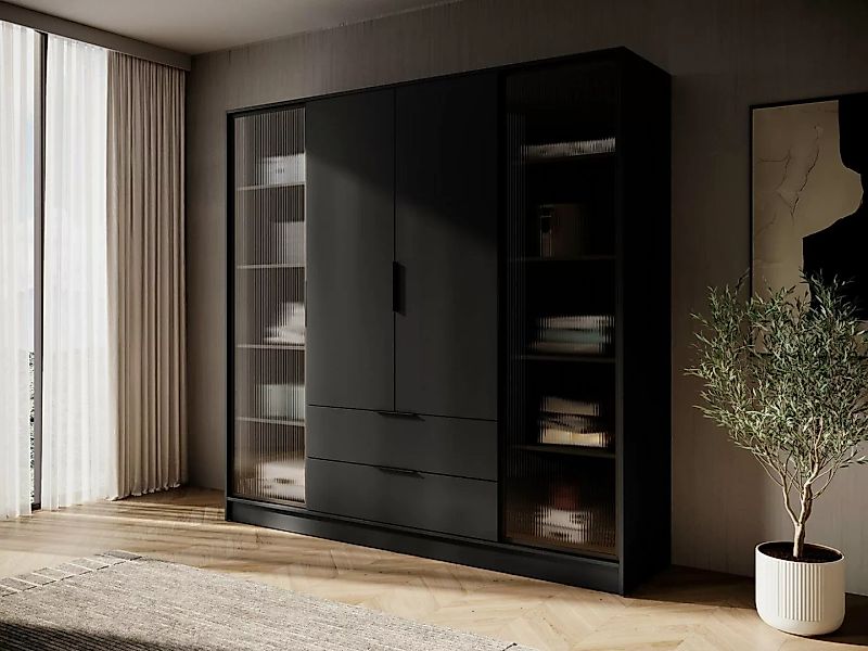 Compleo Drehtürenschrank mit Riffelglas, Modern und geräumig KALS günstig online kaufen