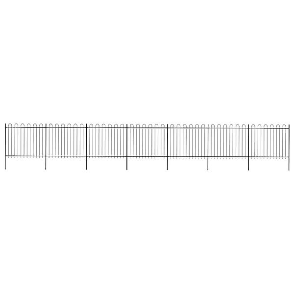 vidaXL Gartenzaun mit Rundbogen Stahl 1248 x 150 cm Schwarz 277680 günstig online kaufen