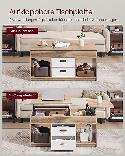 VASAGLE Couchtisch, Wohnzimmertisch, multifunktionaler Esstisch, viel günstig online kaufen